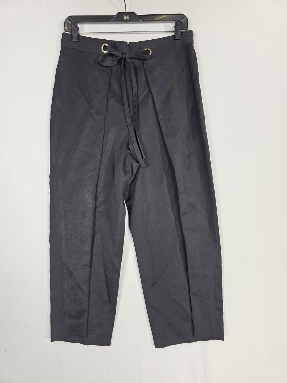 Club Monaco Black Cropped Drawstring Faux wrap Trousers